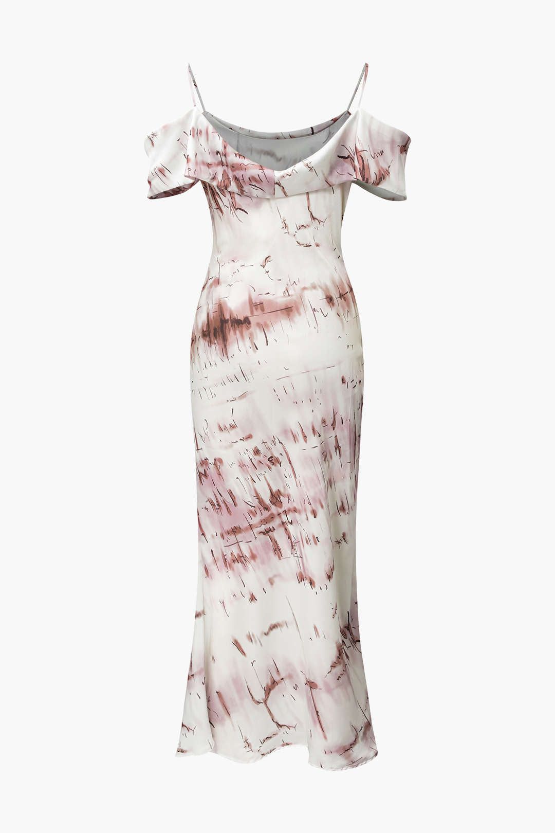 Printed Off Shoulder Satin Maxi Dress sold by Micas product image thumbnail 2