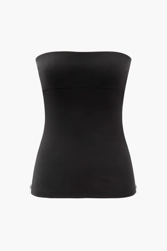 Side Zip Strapless Top sold by Micas