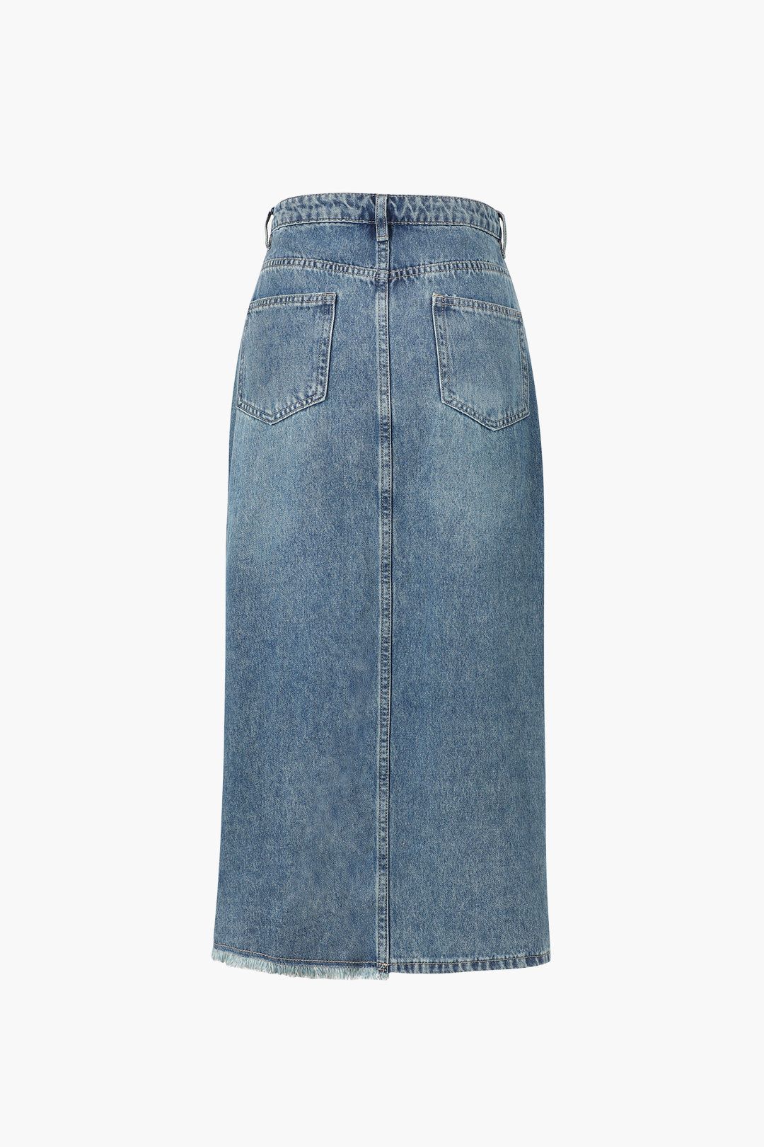 Asymmetric Frayed Slit Denim Skirt sold by Micas product image thumbnail 2