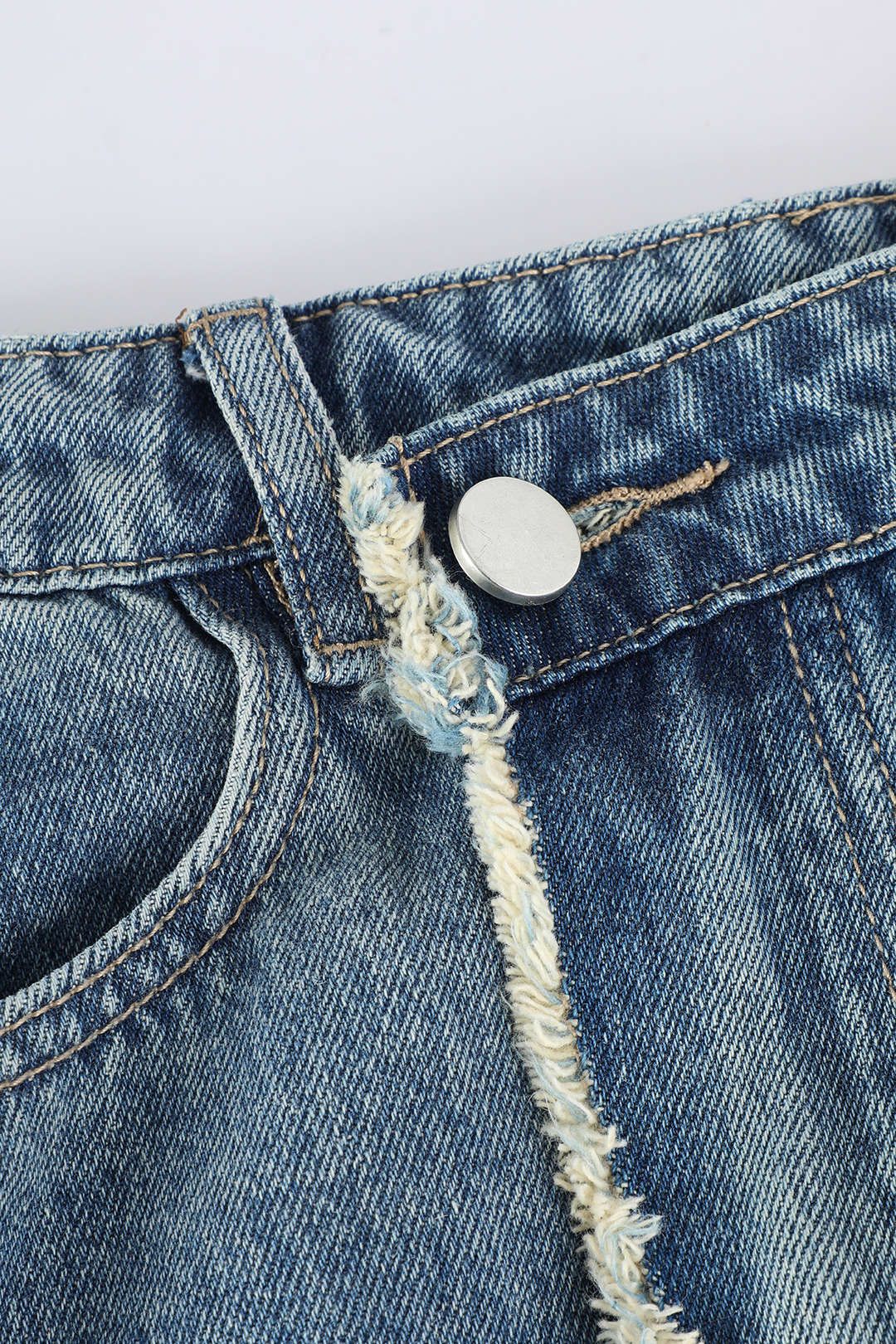 Asymmetric Frayed Slit Denim Skirt sold by Micas product image thumbnail 3