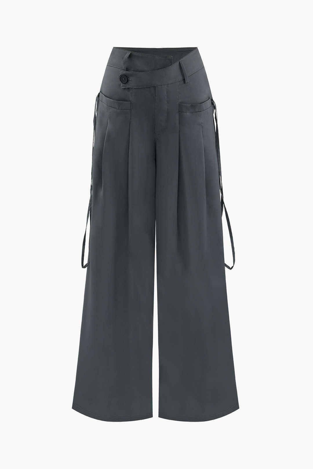 Asymmetric Pleated Wide Leg Suit Pants sold by Micas