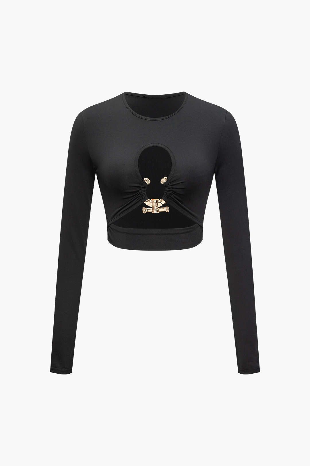 Ring Cut Out Front Long Sleeve Top sold by Micas