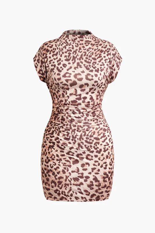 Leopard Print Ruched Mini Dress sold by Micas