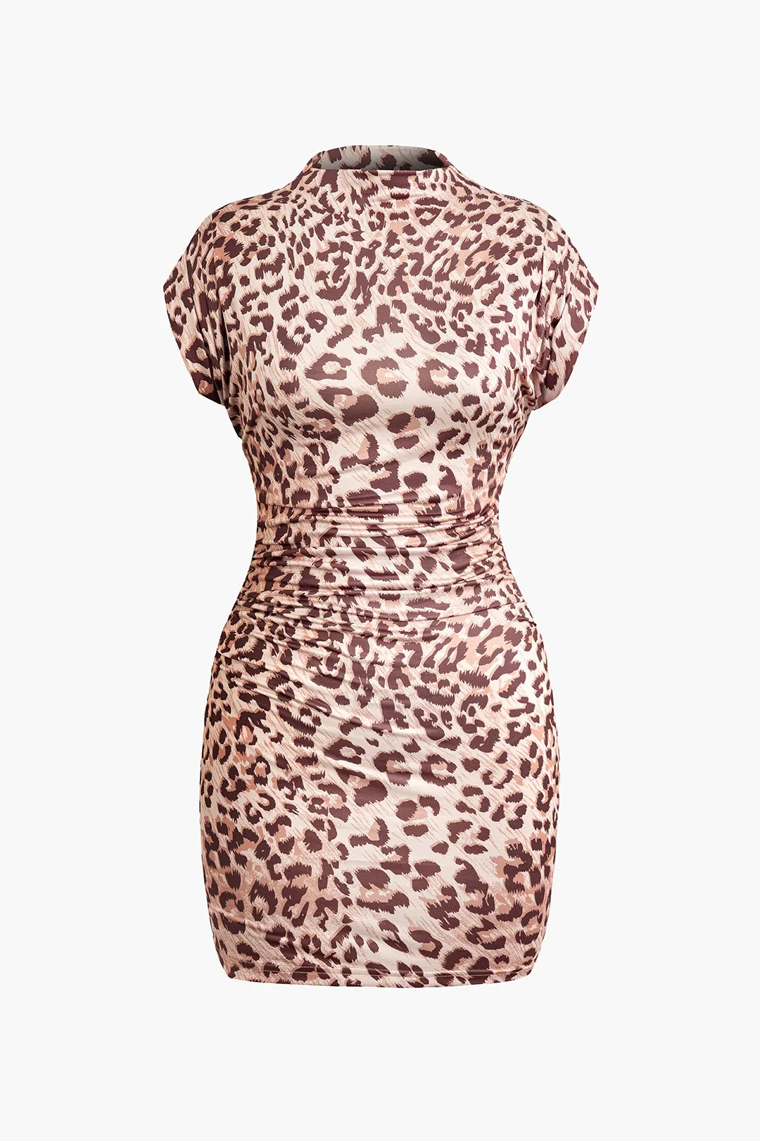 Leopard Print Ruched Mini Dress sold by Micas