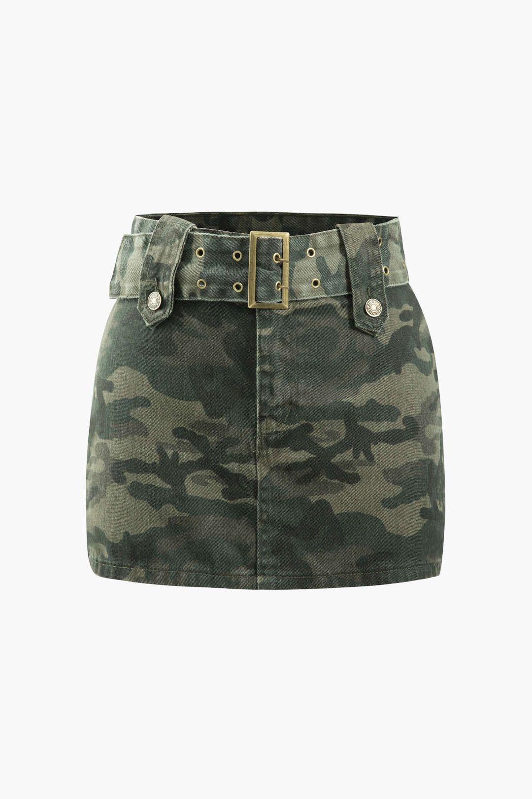 Camo Print Belted Mini Skirt sold by Micas