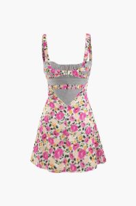 Floral Print Cut Out Back Mini Dress sold by Micas