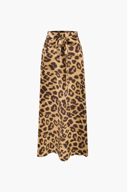 Leopard Print Knot Waist Midi Skirt sold by Micas