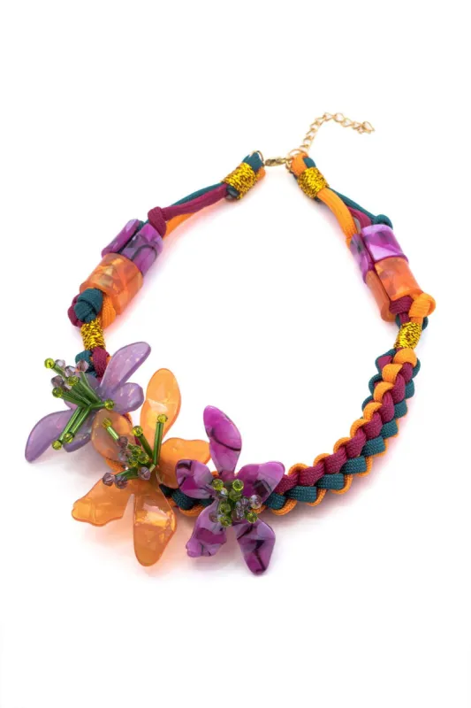 Braided Acrylic Flower Necklace sold by Micas