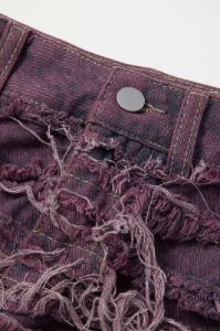 Denim Frayed Destroyed Mini Skirt sold by Micas