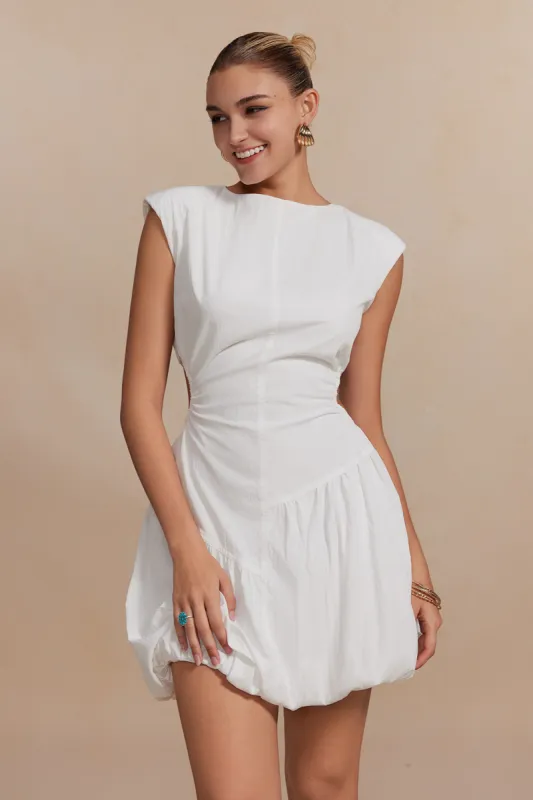 Solid Cut Out Backless Ruched Drawstring Mini Dress made by Micas