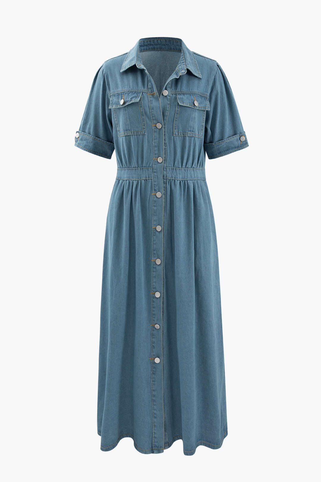 Button-Up Denim Shirt Dress sold by Micas