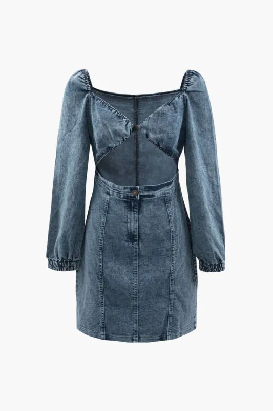Cut Out Denim Long Sleeve Mini Dress sold by Micas