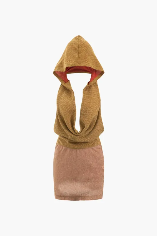 Hooded Cowl Neck Backless Mini Dress sold by Micas