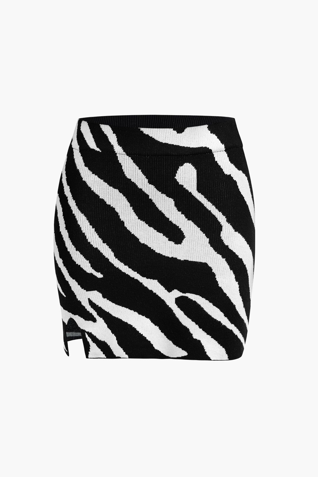 Zebra Pattern Button Up Knit Cardigan And Mini Skirt Set sold by Micas product image thumbnail 3