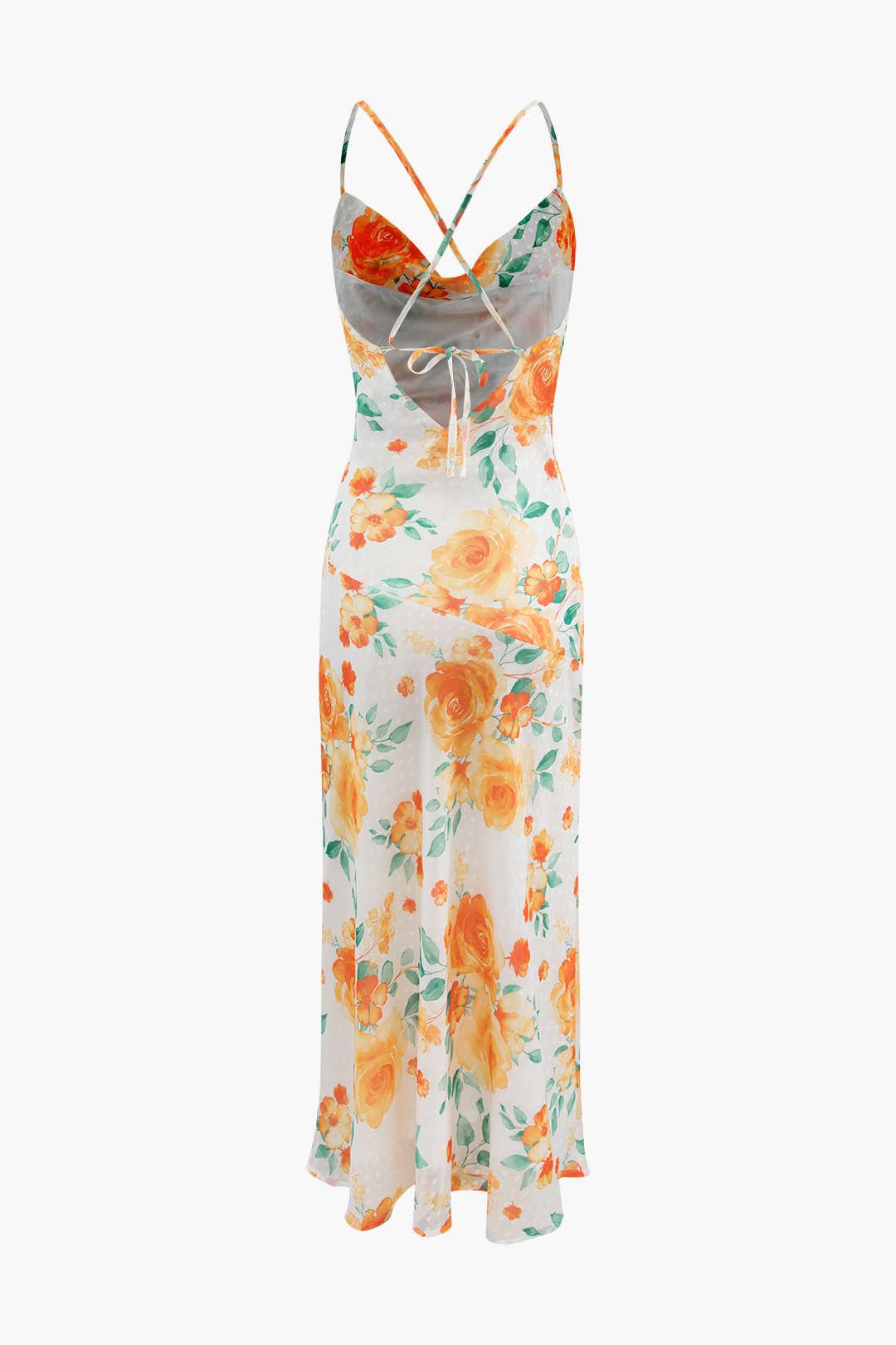 Floral Print Cross Tie Back Slit Maxi Dress sold by Micas product image thumbnail 2