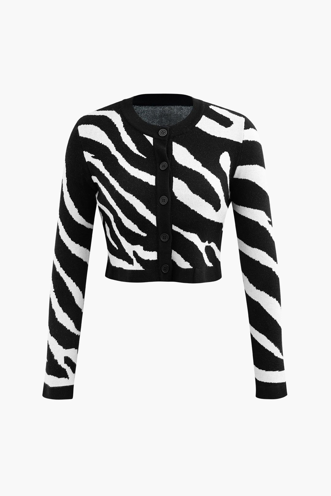 Zebra Pattern Button Up Knit Cardigan And Mini Skirt Set sold by Micas product image thumbnail 2