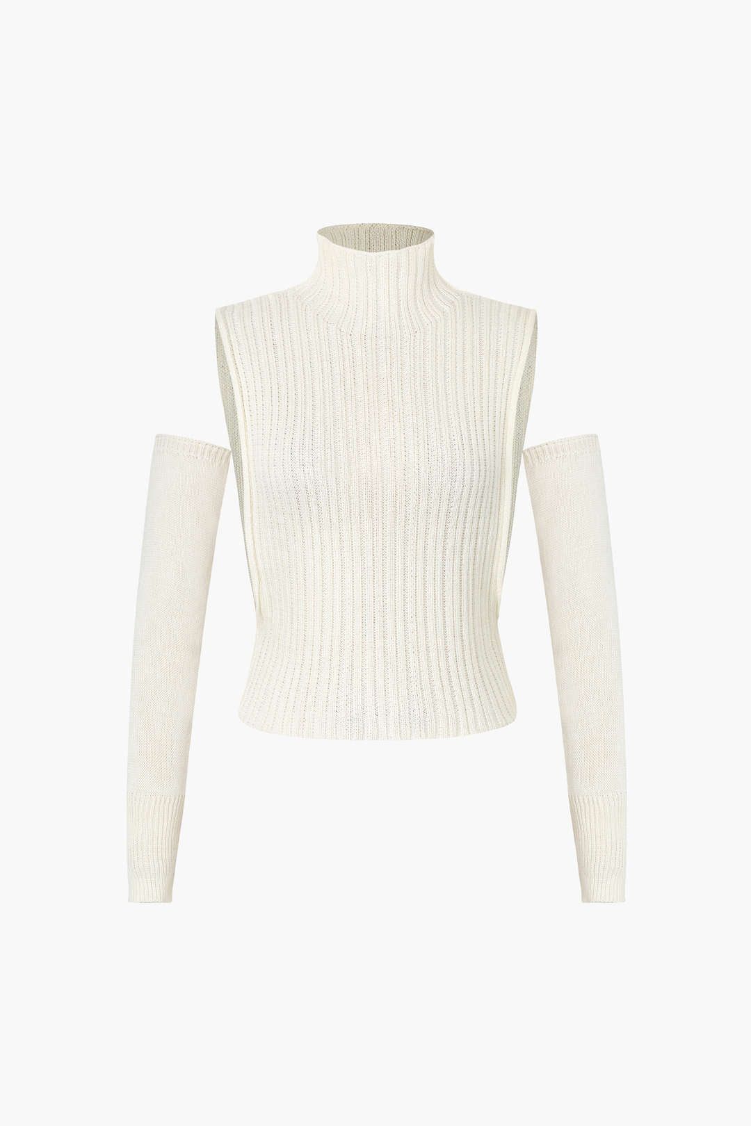 Mock Neck Knit Sleeveless Top With Arm Sleeves sold by Micas