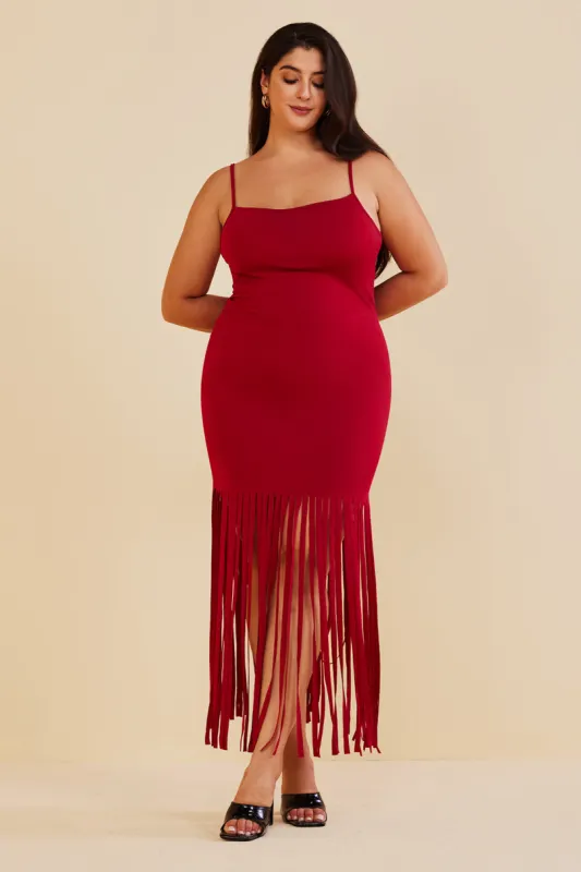 Plus Size Fringe Cami Midi-kjole sold by Micas