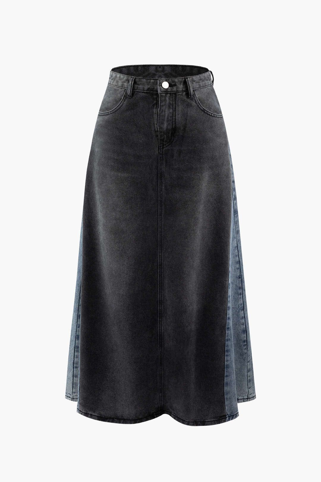 Patchwork Denim Maxi Skirt sold by Micas