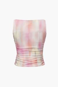 Tie Dye Satin Cowl Neck Ruched Tank Top sold by Micas