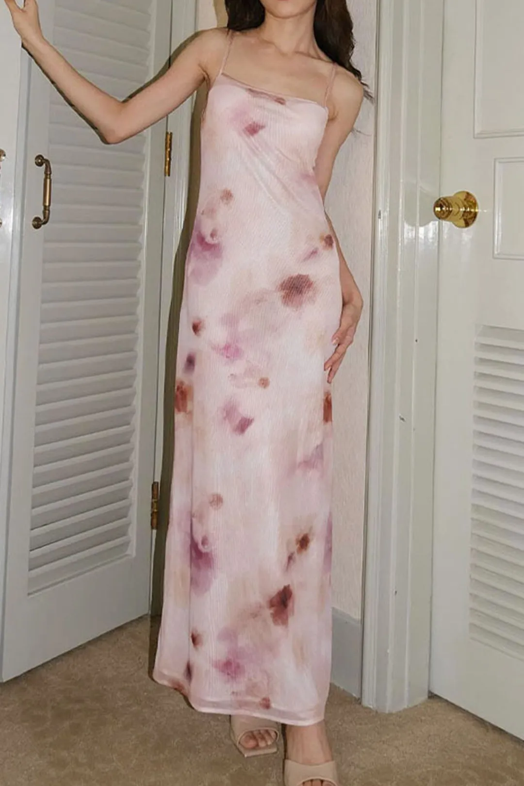 Floral Print Backless Slip Midi Dress sold by Micas