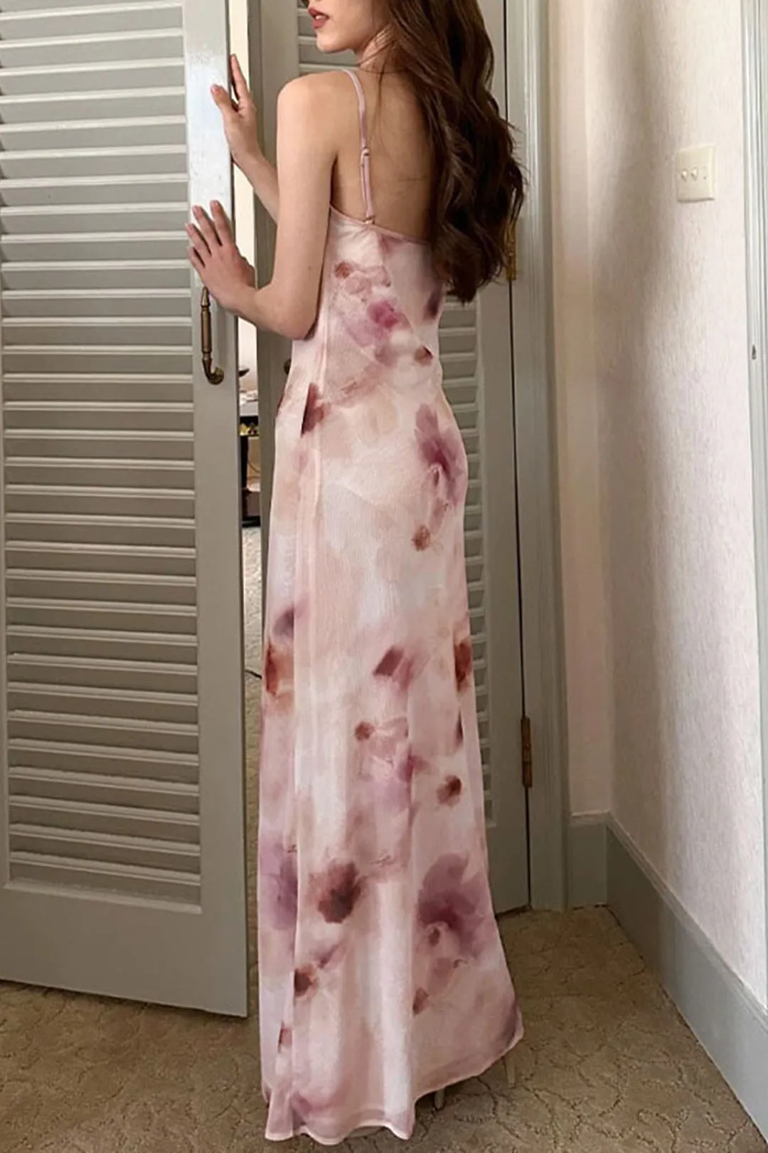 Floral Print Backless Slip Midi Dress sold by Micas product image thumbnail 2