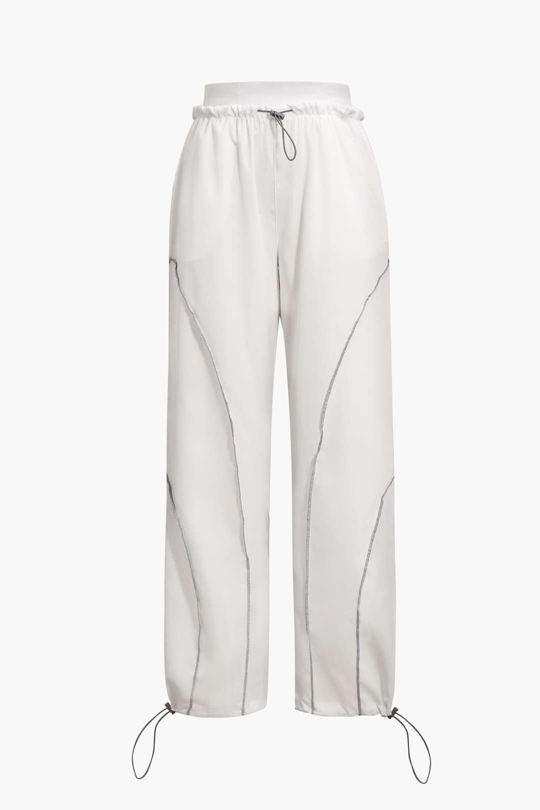 High Waisted Stitching Detail Toggle Straight Leg Pants sold by Micas