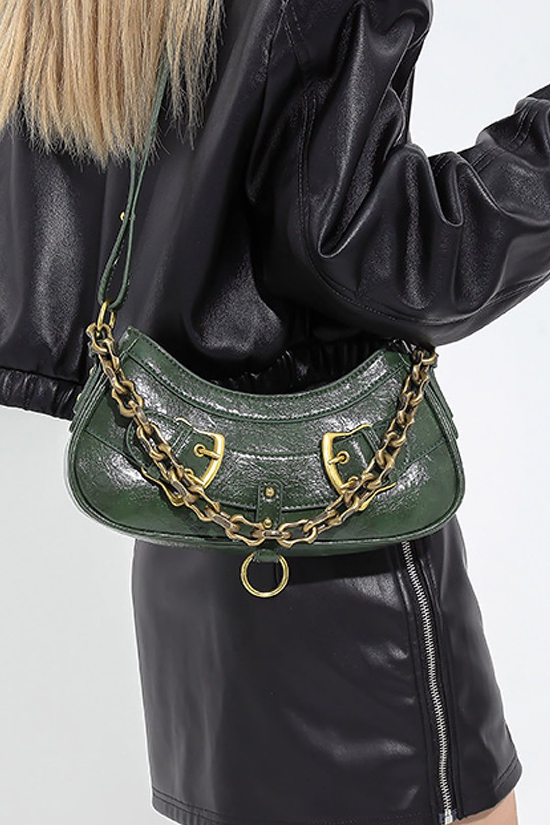 Faux Leather Chain Shoulder Bag sold by Micas product image thumbnail 2