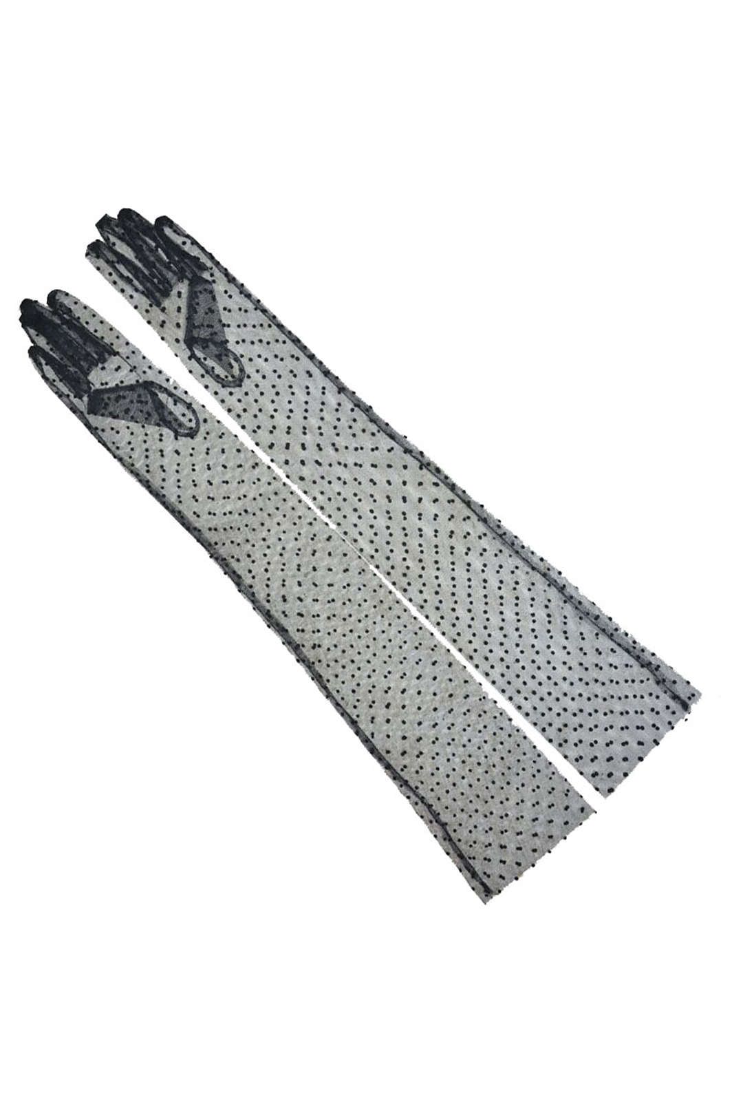 Polka Dot Mesh Long Gloves sold by Micas product image thumbnail 2