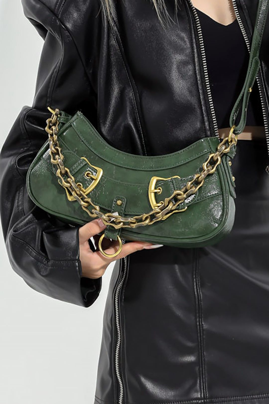 Faux Leather Chain Shoulder Bag sold by Micas product image thumbnail 3