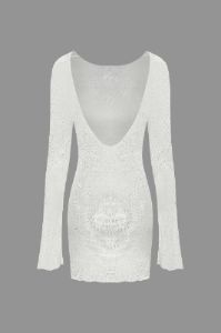 Sheer Backless Long Sleeve Mini Dress sold by Micas