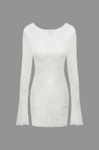 Sheer Backless Long Sleeve Mini Dress sold by Micas