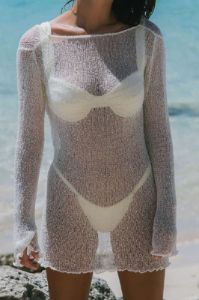 Sheer Backless Long Sleeve Mini Dress sold by Micas