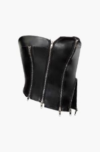Faux Leather Multi Zipper Tube Top sold by Micas