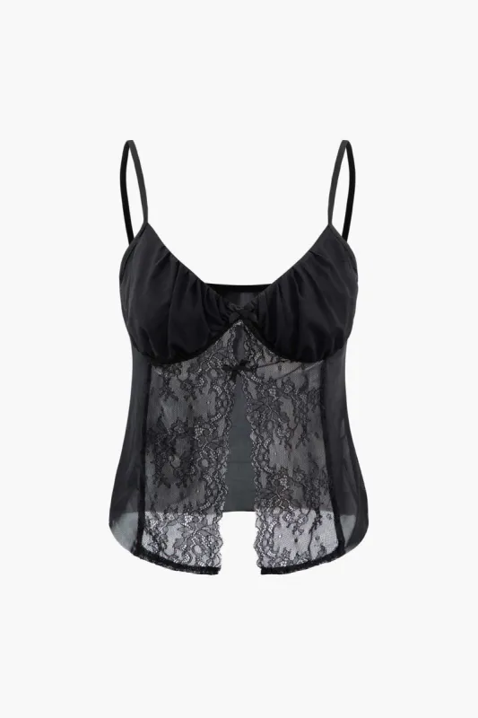 Sheer Lace V-neck Cami Top sold by Micas