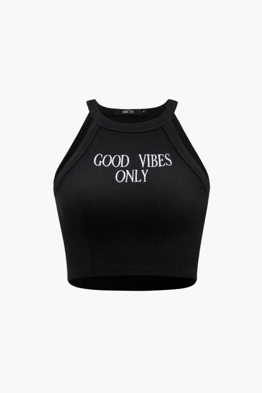 Good Vibes Only Rib Knit Tank Top sold by Micas