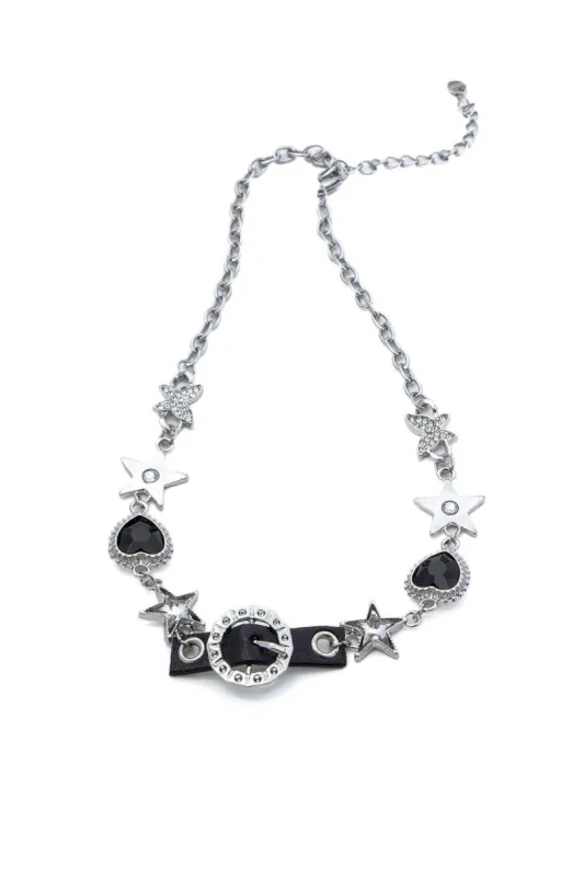 Crystal Star & Heart Charm Necklace sold by Micas