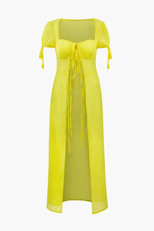 Tie Front Sheer Maxi Top sold by Micas