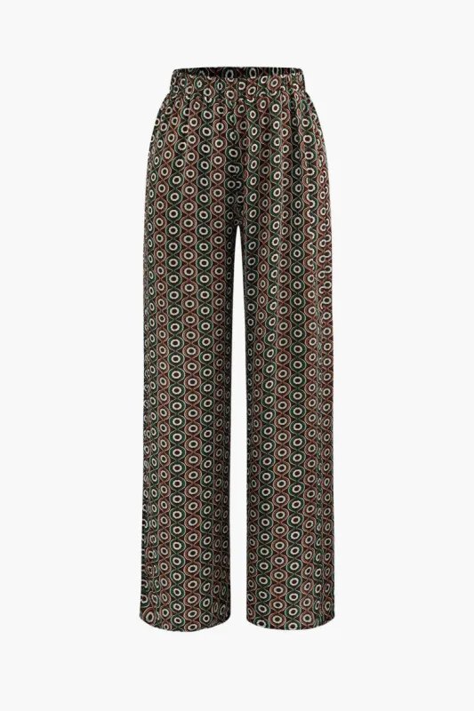 Geometrisk tryk elastisk talje lige benbukser sold by Micas