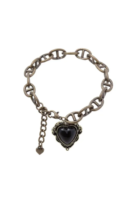 Heart Charm Link Chain Bracelet sold by Micas