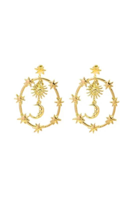 Sun & Star & Moon Pendant Earrings sold by Micas