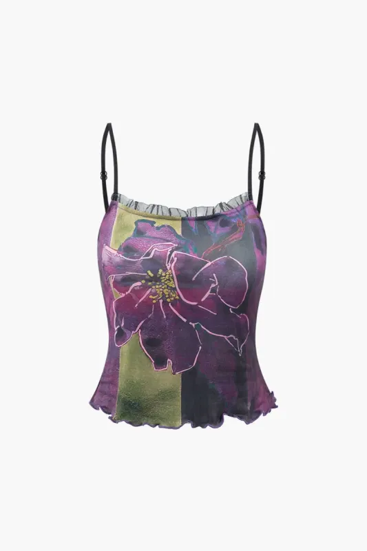 Floral Print Frill Trim Cami Top sold by Micas