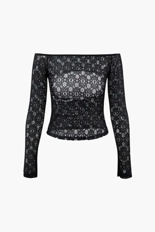Openwork Knit Off The Shoulder Top sold by Micas