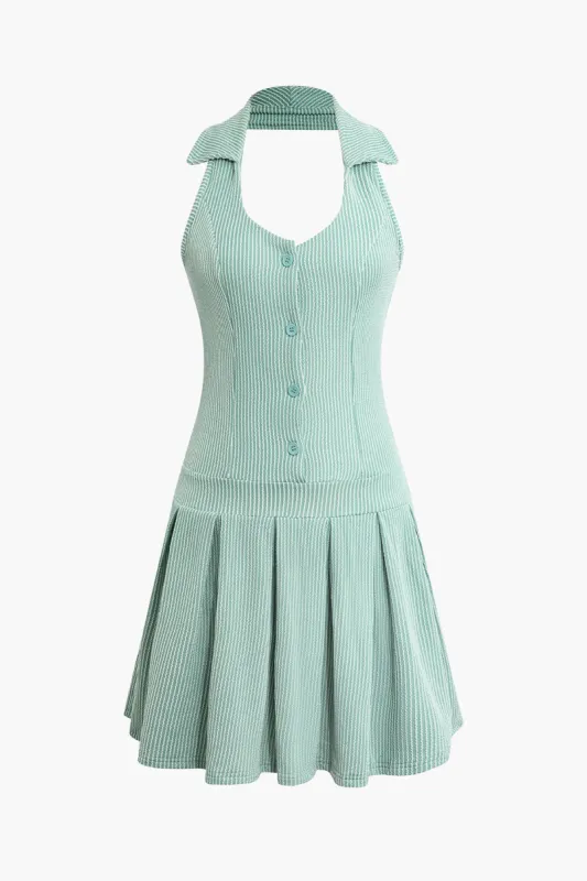Halter Backless Pleated Mini Dress sold by Micas