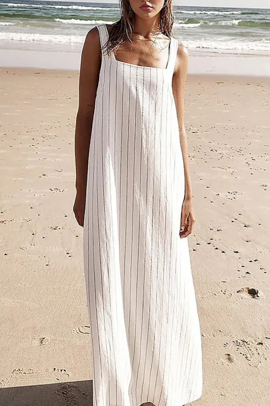 Stripe Print Strap Maxi Dress sold by Micas