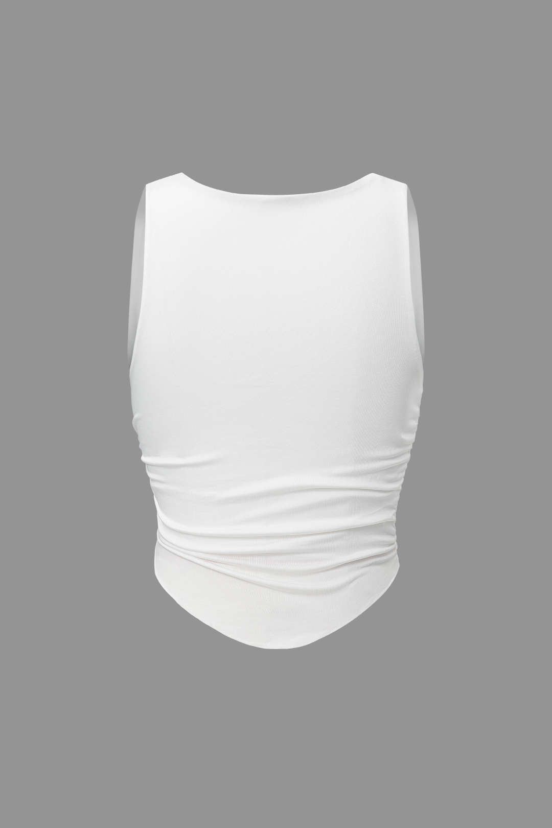 V-neck Sleeveless Ruched Tank Top sold by Micas product image thumbnail 2