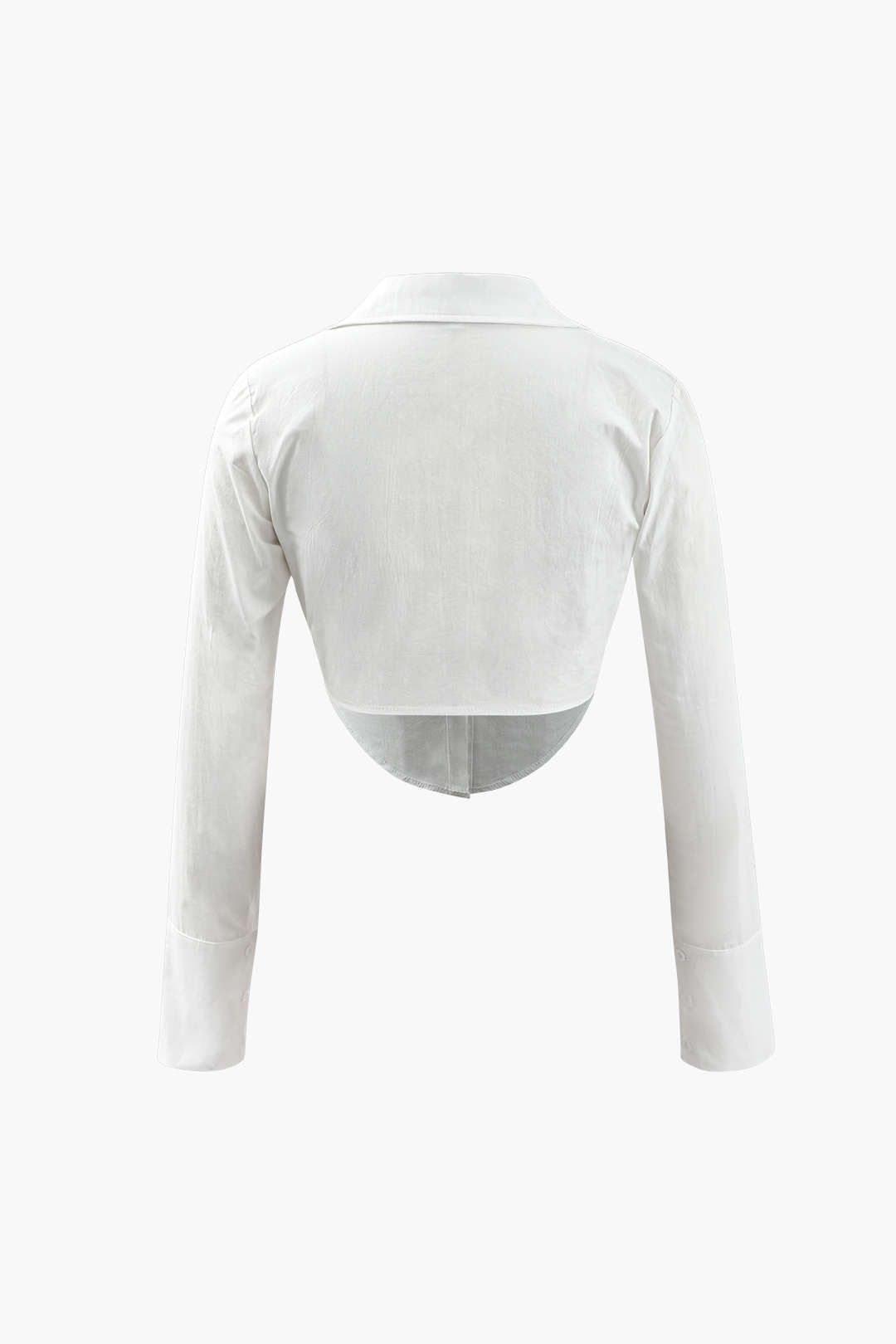 Long Sleeve Curved Hem Crop Shirt sold by Micas product image thumbnail 2