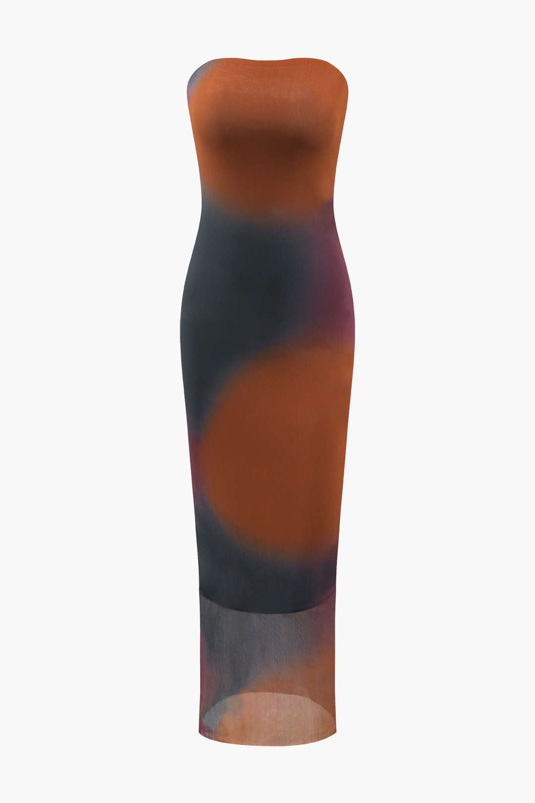Tie Dye Mesh Strapless Midi Dress sold by Micas