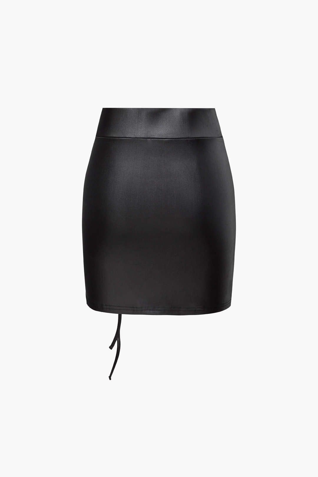 Faux Leather Drawstring Mini Skirt sold by Micas product image thumbnail 2