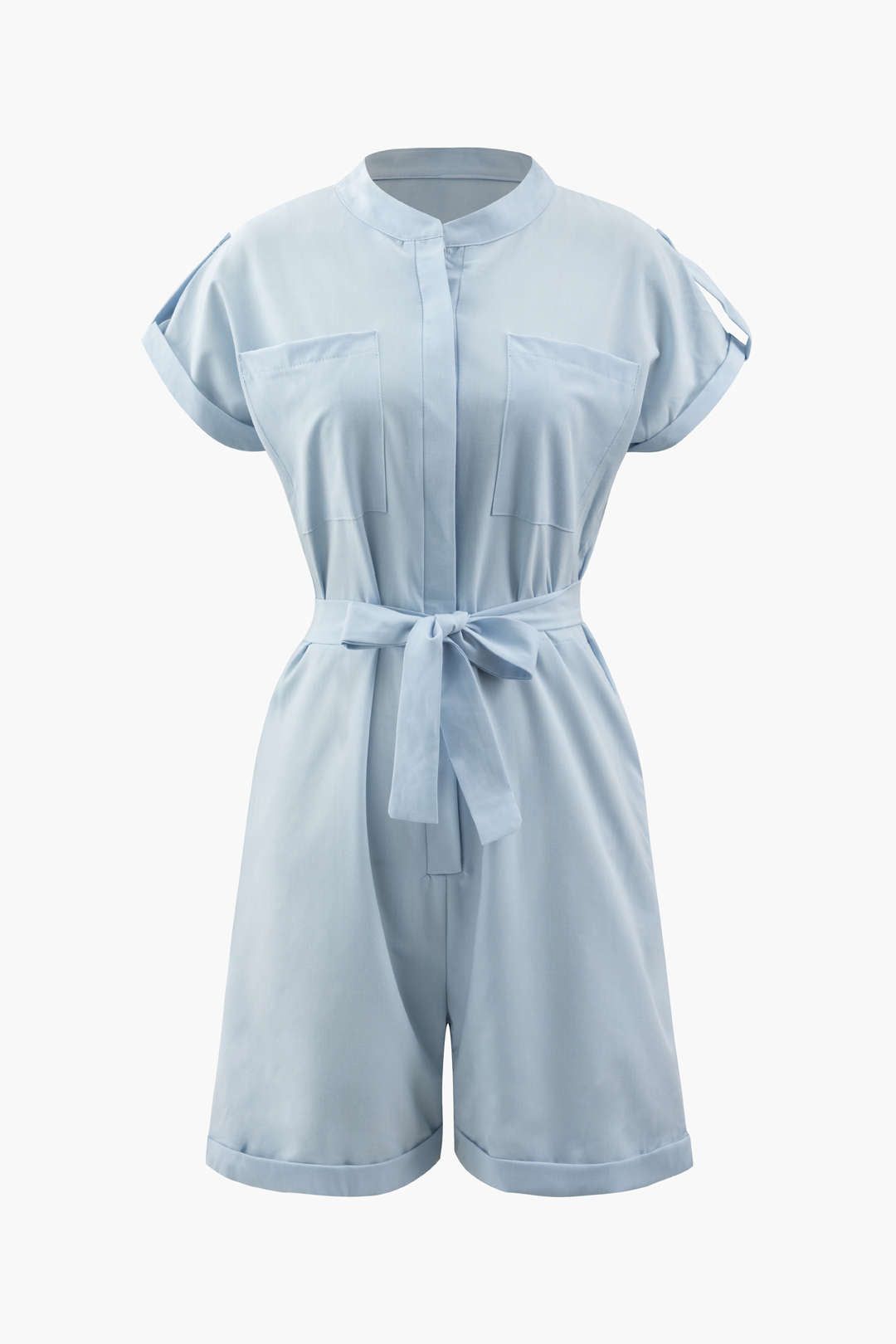 Chest Pocket Rolled Hem Belted Romper sold by Micas product image thumbnail 2